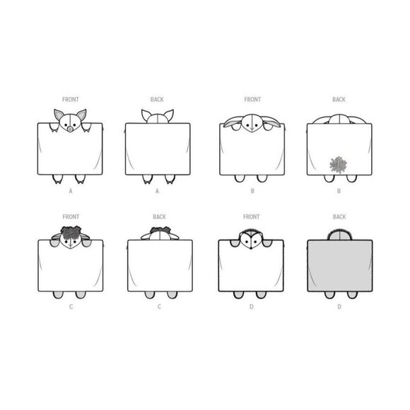 Simplicity Sewing Pattern S9732 R11701 Plush Animal Pillow Cases - Picture 7 of 8